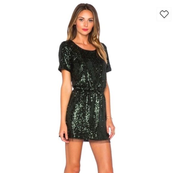 Lucy Paris Dresses & Skirts - Lucy Paris Green Sequin Mini Dress Elastic Waist